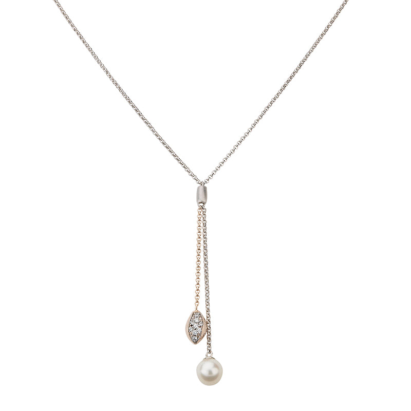 Silber Y-Collier mit Perle