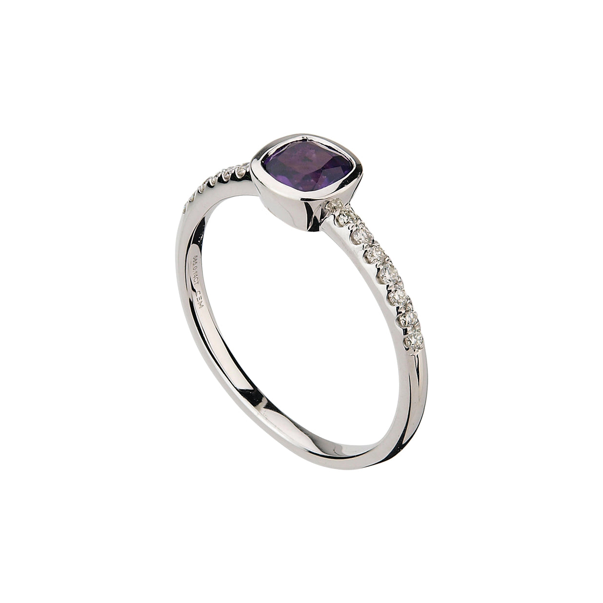 585/- Damenring | Amethyst u. Brillant