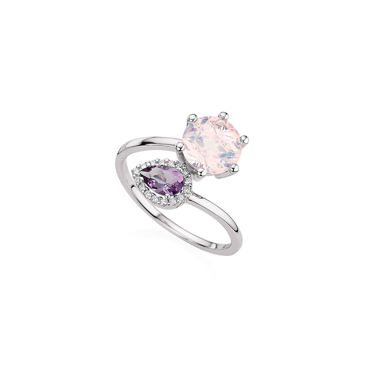 585/- Damenring Rosaquarz u. Amethyst