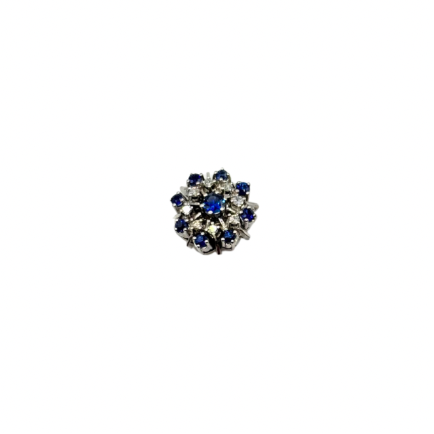 Perlenketten schließe Verschluß Clip Diamanten Saphiren 14 Kt. 585 Gold