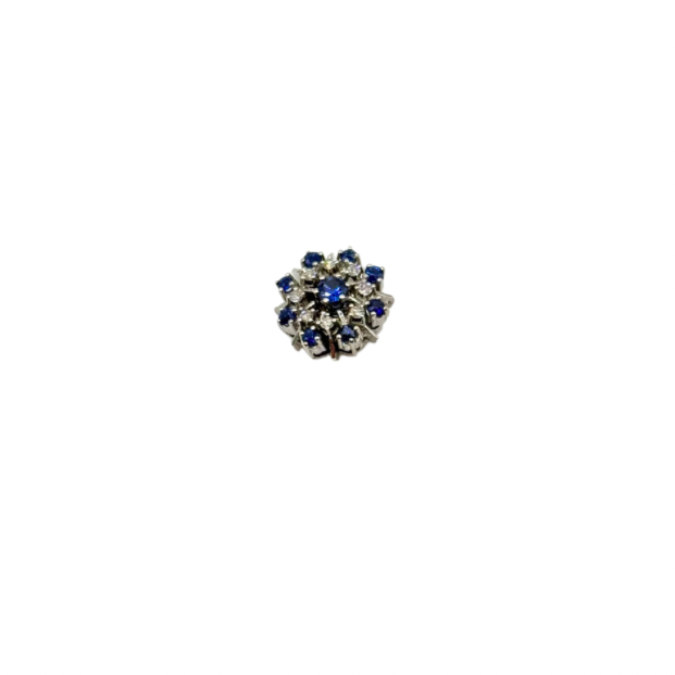Perlenketten schließe Verschluß Clip Diamanten Saphiren 14 Kt. 585 Gold