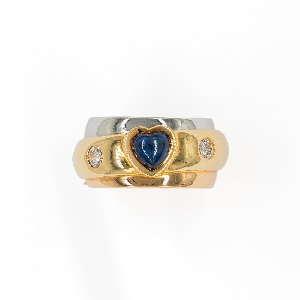 Tricolor Goldring Safir Herz Brillanten 750/18K