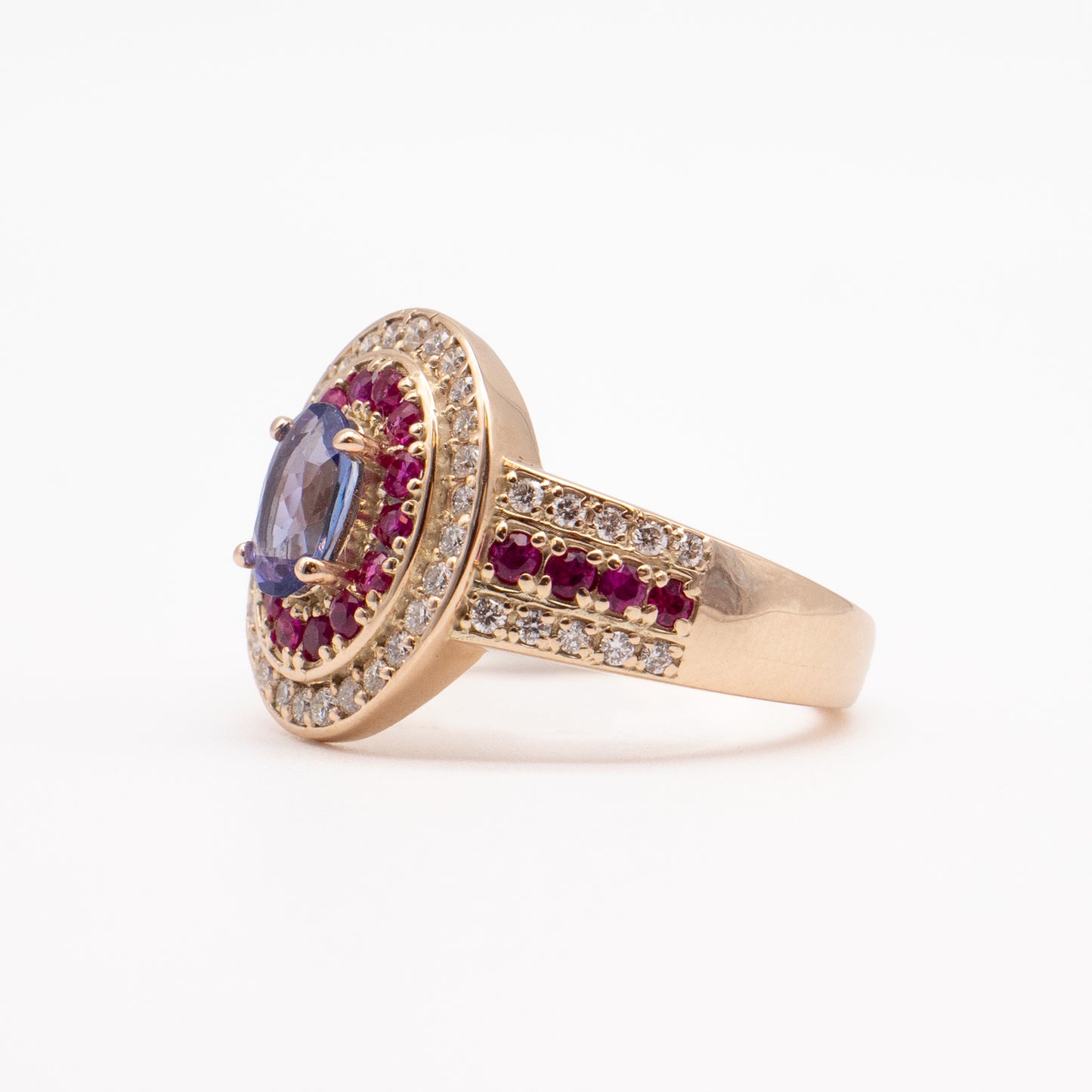 Tansanit Pink Safir Roségold Ring Diamanten 585/14K