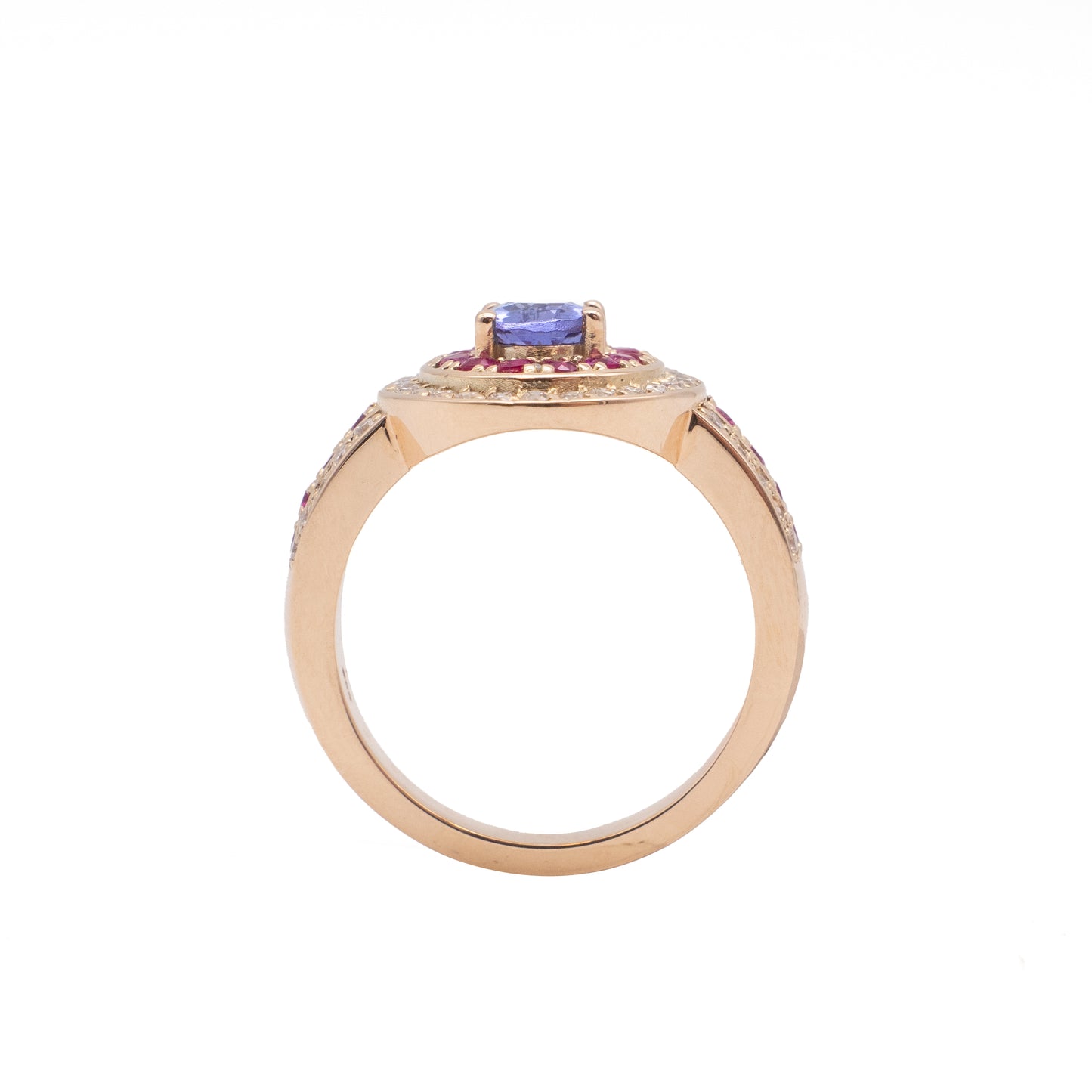 Tansanit Pink Safir Roségold Ring Diamanten 585/14K
