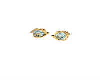 Ohrringe Clips Hänger mit Aquamarin 750 Gold 18KT Brillanten