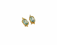 Ohrringe Clips Hänger mit Aquamarin 750 Gold 18KT Brillanten
