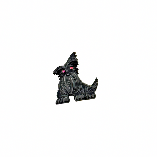 14K Yorkshire Terrier Gold 585 Brosche Topase Handarbeit
