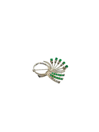 Vintage Smaragd Diamant Gold Brosche 585 14K Rish