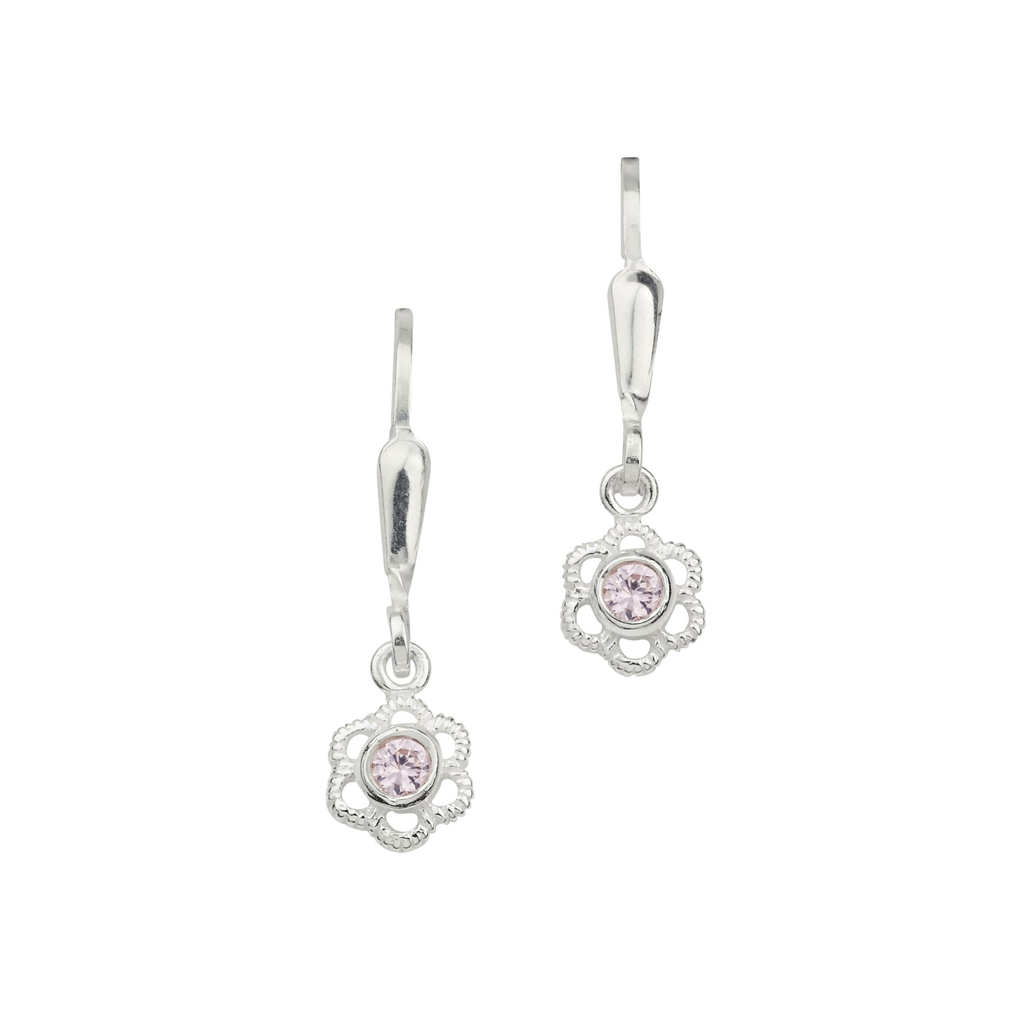 Silber Ohrpendel Kristall pink