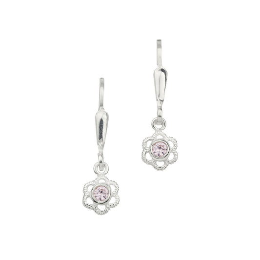 Silber Ohrpendel Kristall pink