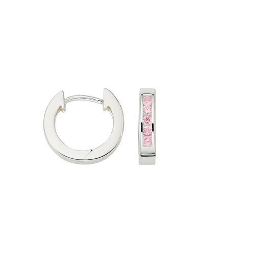 Silber Creolen Zirkonia pink