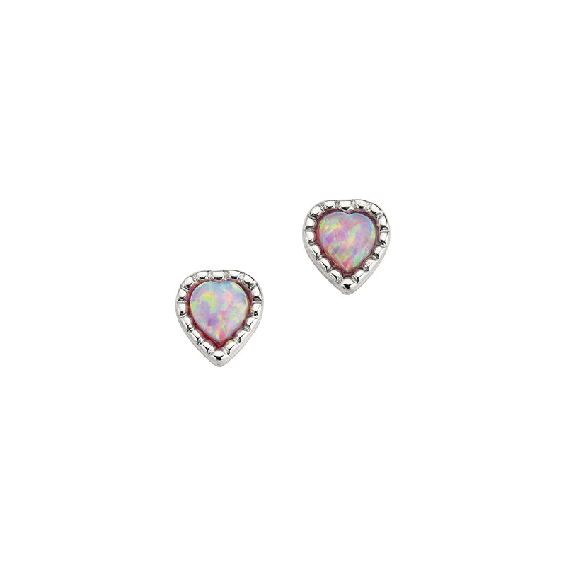 Silber Ohrstecker Herz Opal