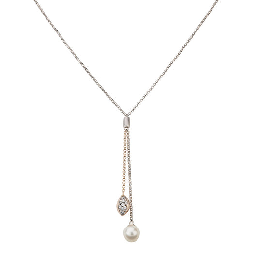 Silber Y-Collier mit Perle