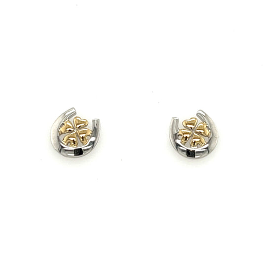 Silber Ohrstecker | Hufeisen + Kleeblatt