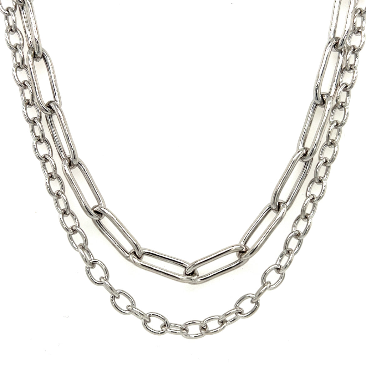 Silber Damencollier 2-reihig