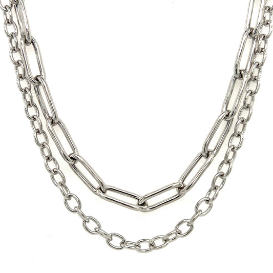 Silber Damencollier 2-reihig