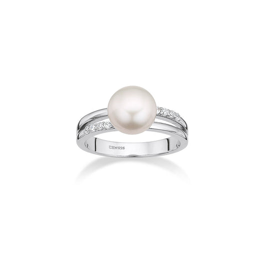 Silber Damenring mit Perle