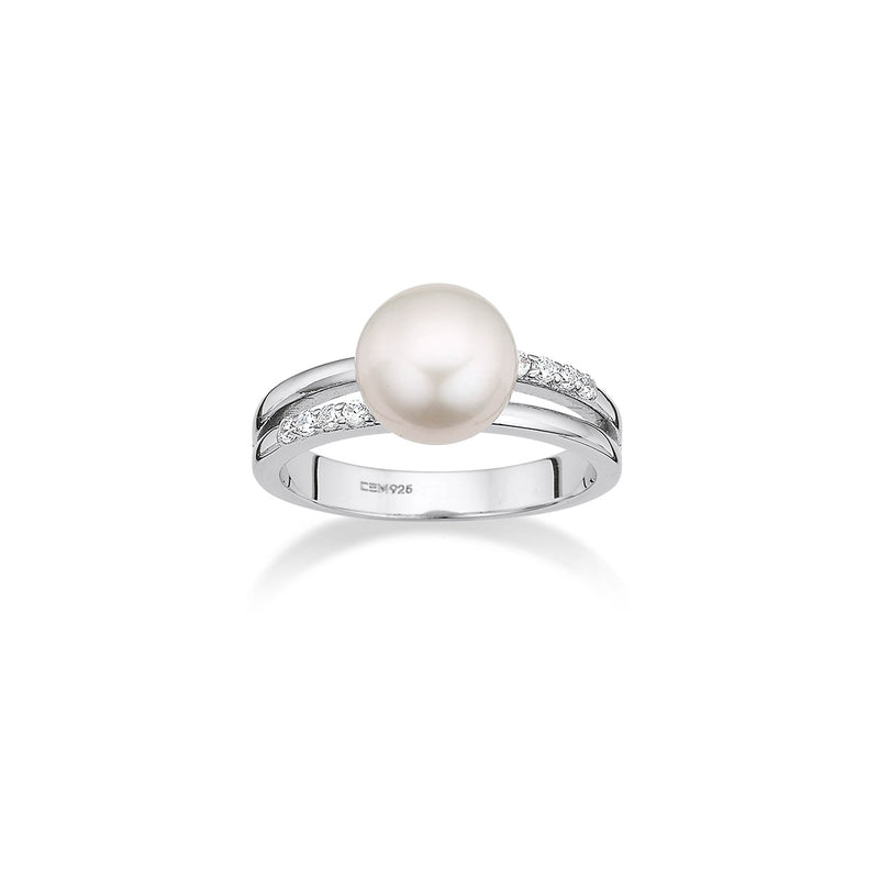 Silber Damenring mit Perle