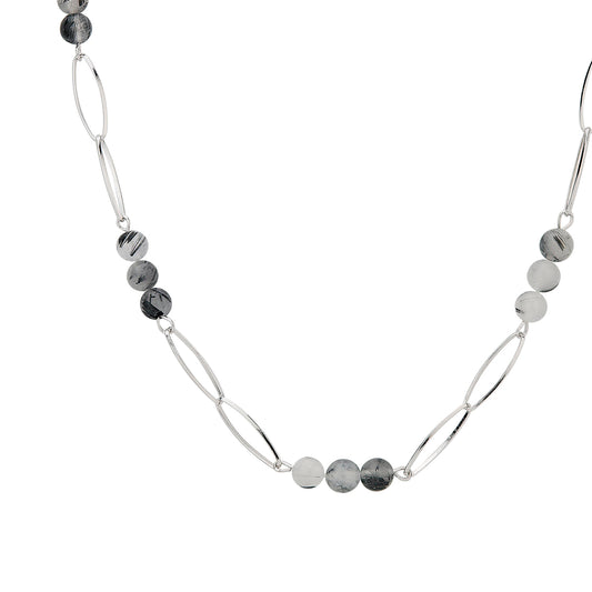 Silber Damencollier mit Turmalinquarz