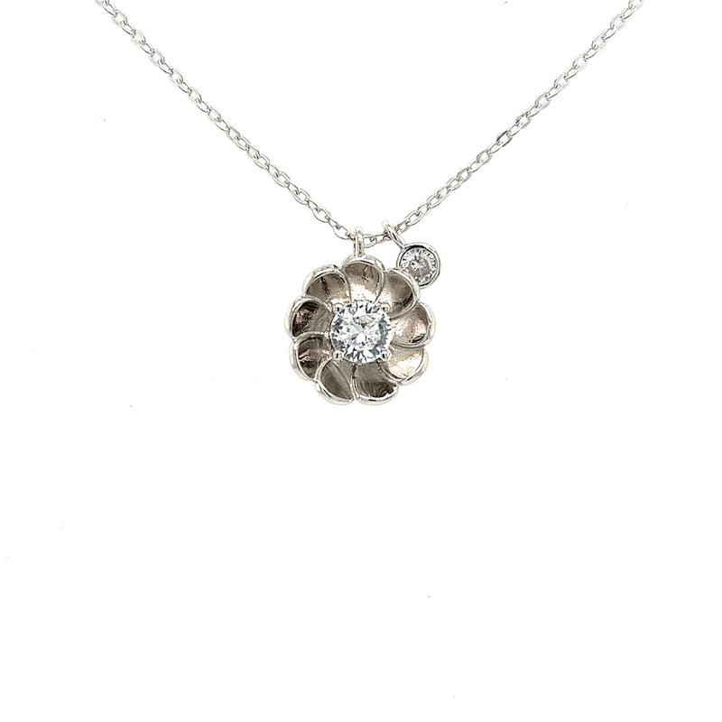 Silber Collier mit Blüte