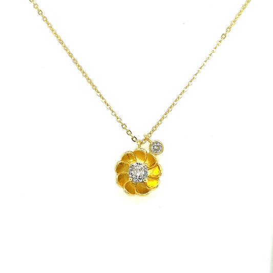 Silber Collier mit Blüte | goldplattiert