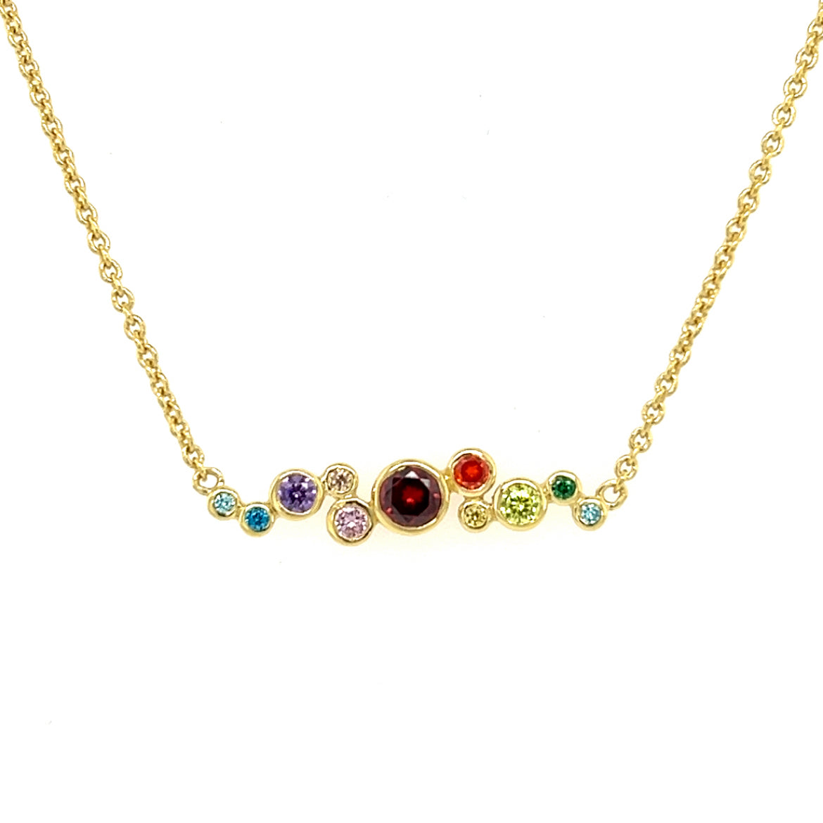 Silber Damencollier | Zirkonia multicolor