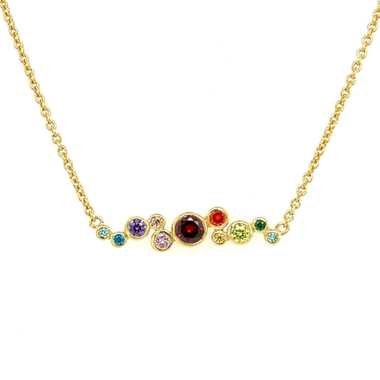 Silber Damencollier | Zirkonia multicolor