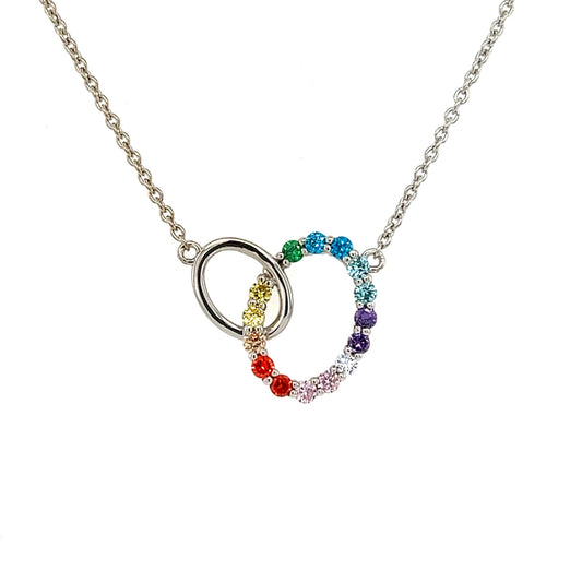 Silber Damencollier | Zirkonia multicolor
