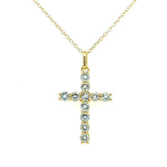 Silber Collier mit Kreuz | Blautopas
