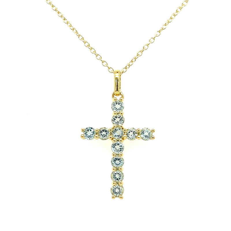 Silber Collier mit Kreuz | Blautopas