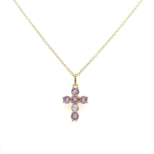 333/- Collier mit Kreuz | Amethyst
