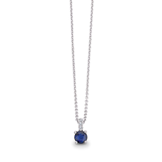 585/- Collier mit Saphir u. Brillant