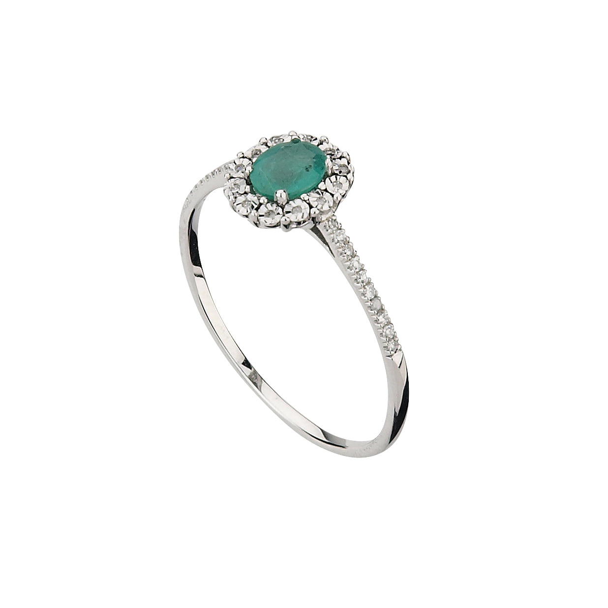 585/- Damenring Smaragd u. Diamant
