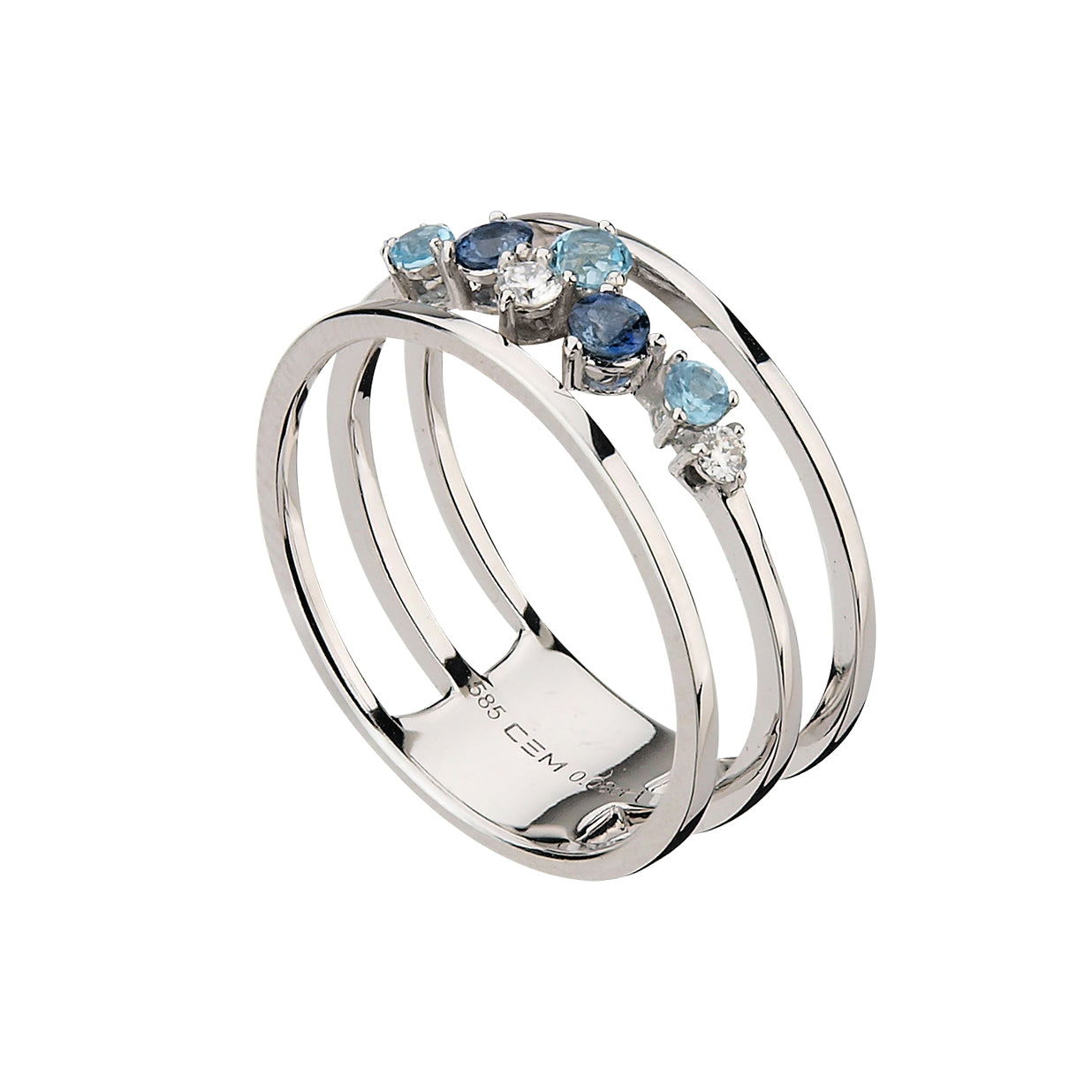 585/- Damenring | Saphier, Blautopas u. Brillant