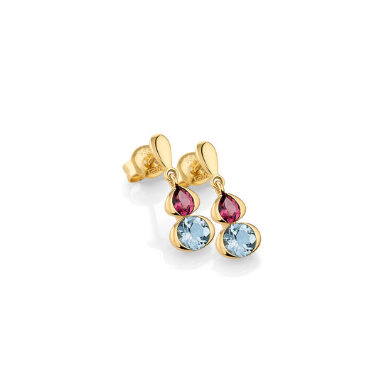 585/- Ohrhänger | Blautopas u. Rhodolith