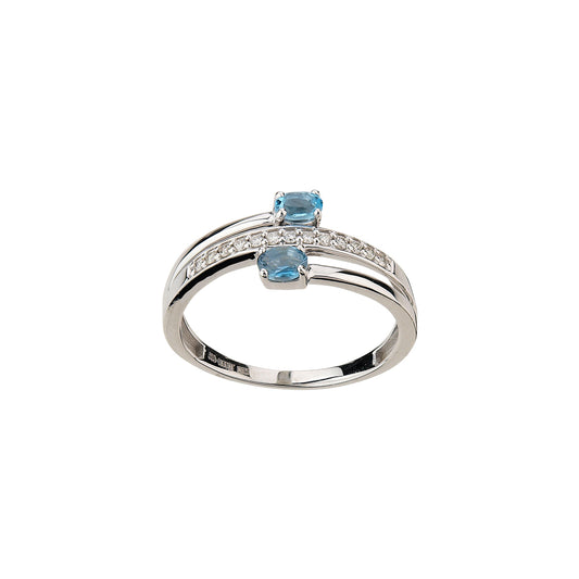585/- Damenring | Blautopas u. Brillant