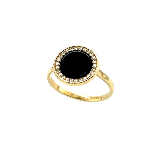 333/- Damenring | Onyx u. Zirkonia