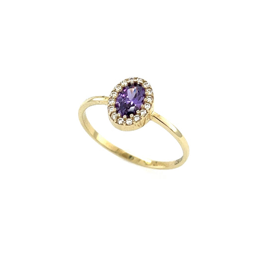 333/- Damenring | synth. Amethyst u. Zirkonia