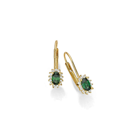 333/- Ohrboutons | Zirkonia grün + weiß