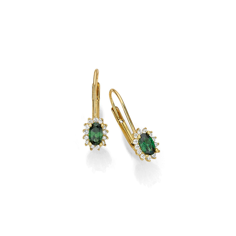 333/- Ohrboutons | Zirkonia grün + weiß