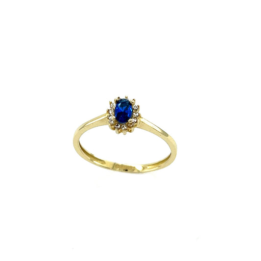 333/- Damenring | Zirkonia blau u. weiß