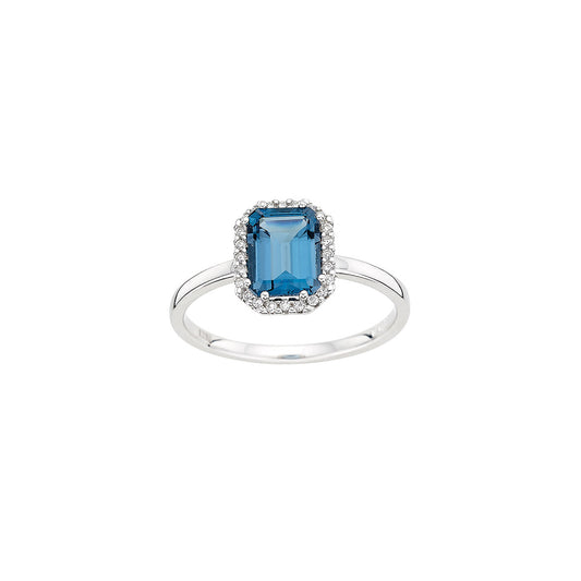 585/- Damenring | Blautopas u. Brillant