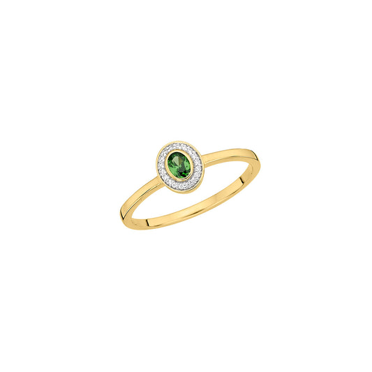 333/- Damenring | Zirkonia, grün u. weiß