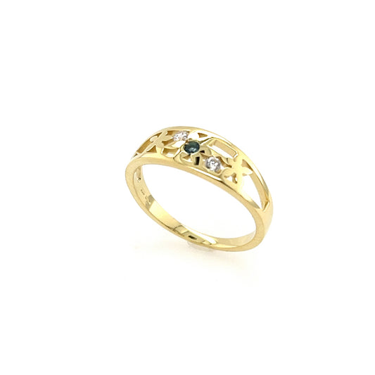 333/- Damenring | Blautopas u. Zirkonia