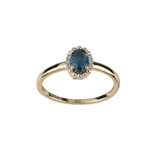 585/- Damenring | Blautopas u. Brillant