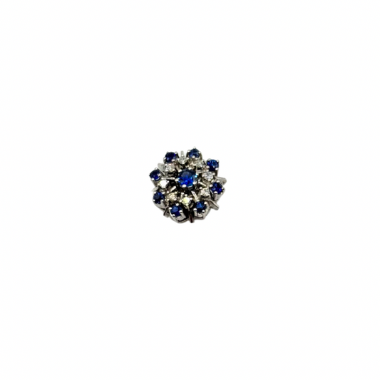 Perlenketten schließe Verschluß Clip Diamanten Saphiren 14 Kt. 585 Gold