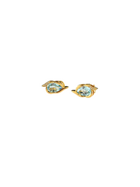 Ohrringe Clips Hänger mit Aquamarin 750 Gold 18KT Brillanten