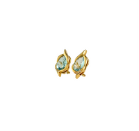 Ohrringe Clips Hänger mit Aquamarin 750 Gold 18KT Brillanten