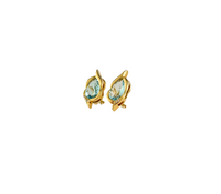 Ohrringe Clips Hänger mit Aquamarin 750 Gold 18KT Brillanten