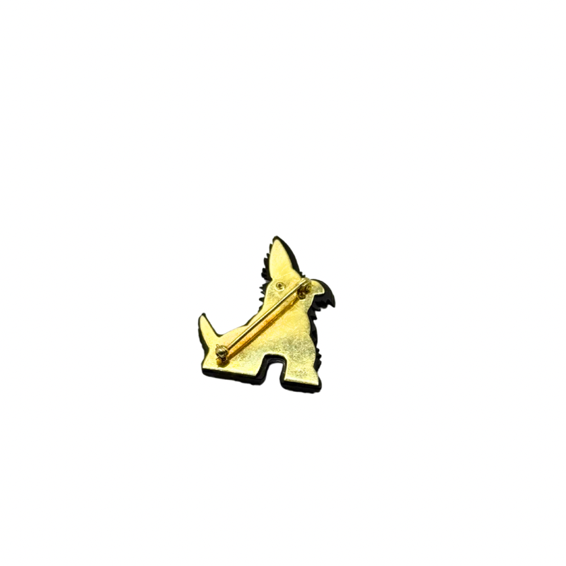 14K Yorkshire Terrier Gold 585 Brosche Topase Handarbeit